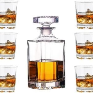 decantly Lead-Free Crystal Whiskey Decanter, Ideal for Whiskey, Bourbon, Tequila (Square)